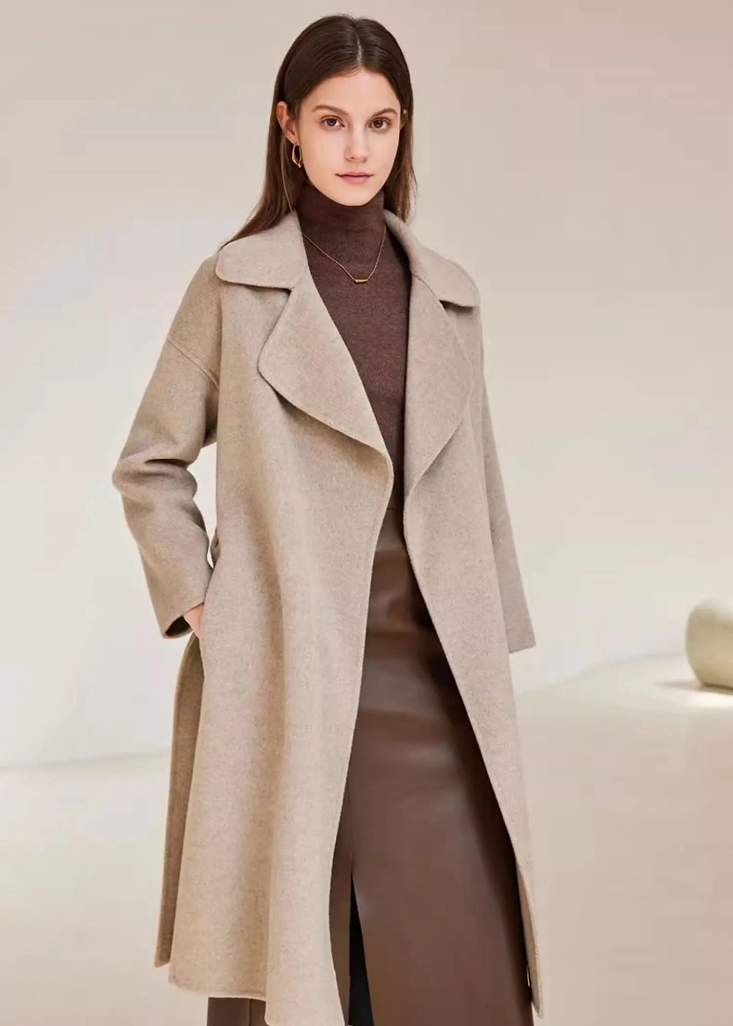Thigh Length Wool Coat