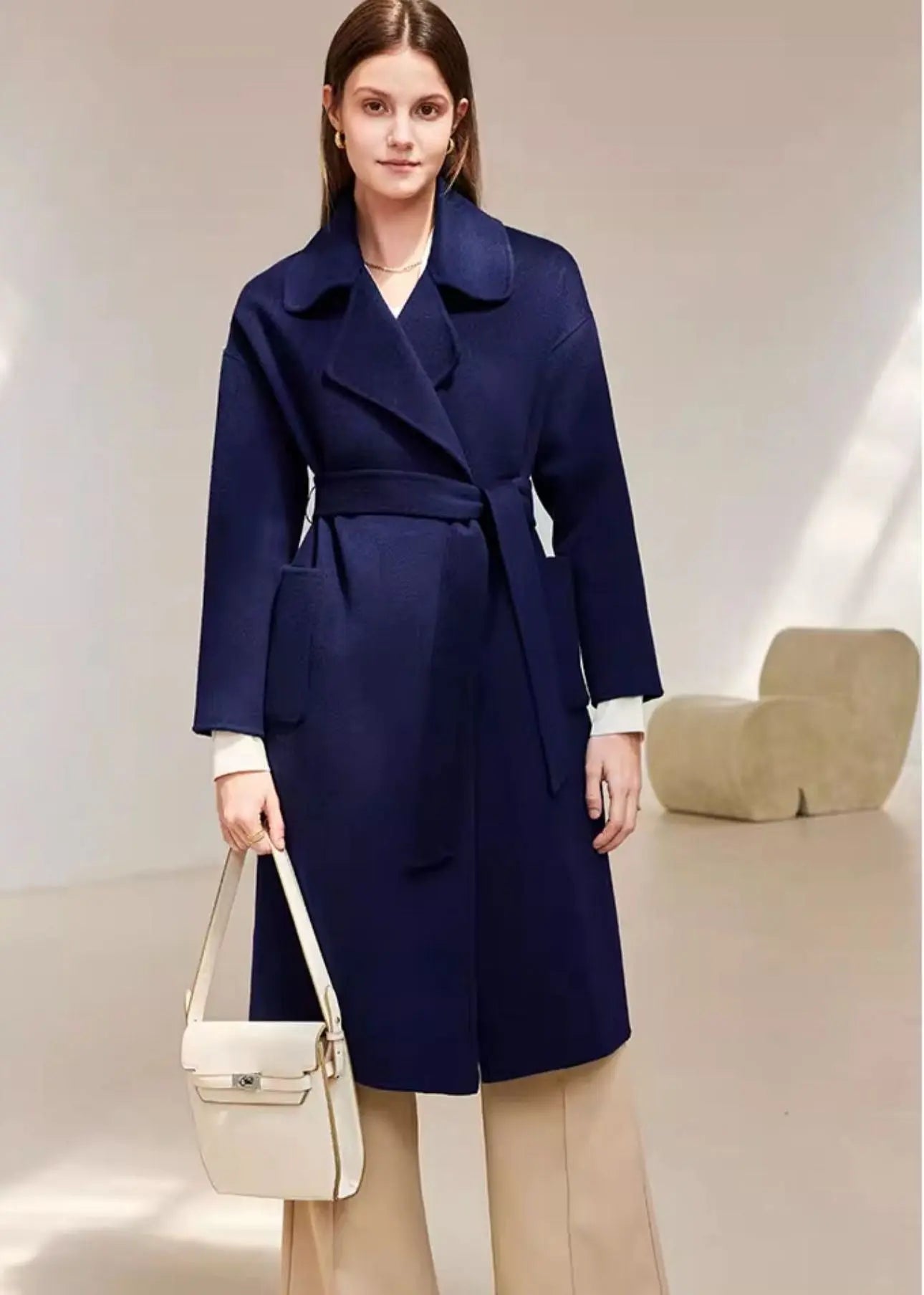 Thigh length clearance wool coat