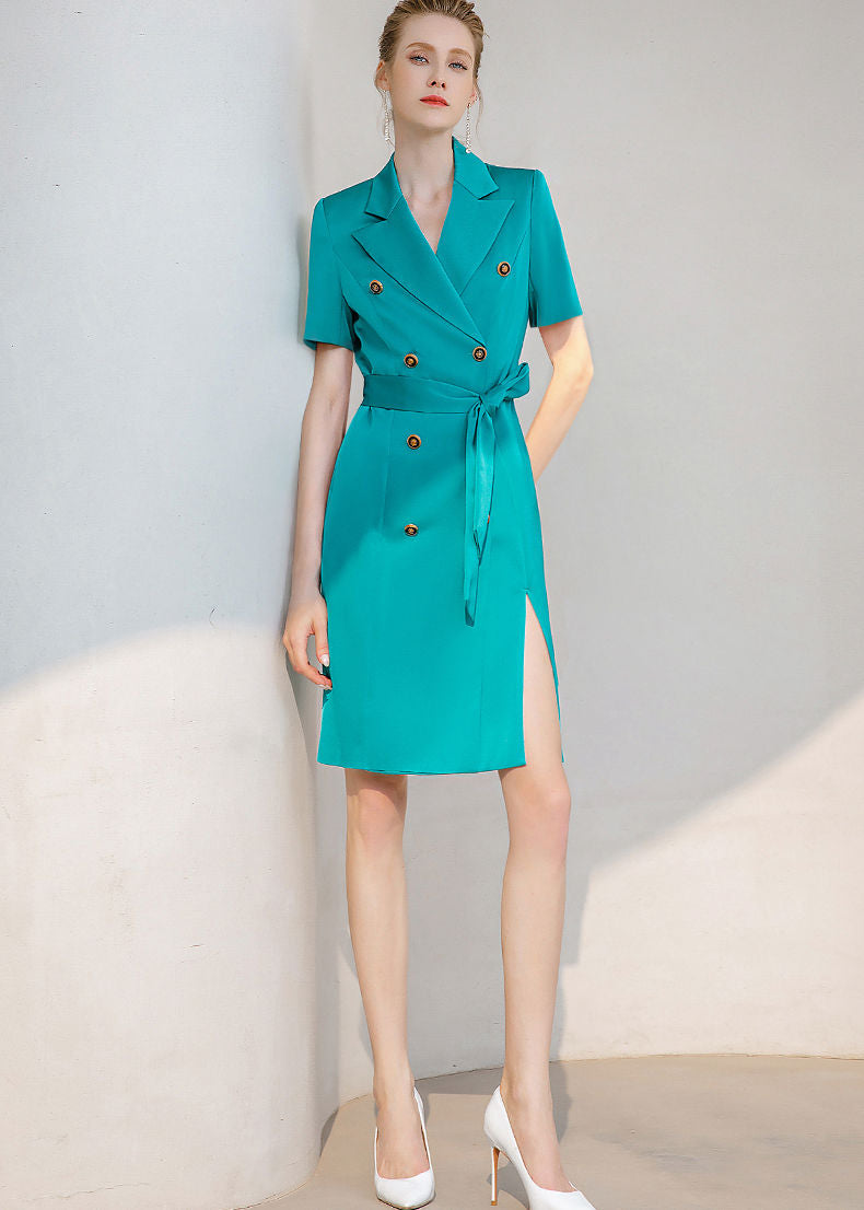 Turq Double Breasted Belted Blazer Dress – Vivian Seven