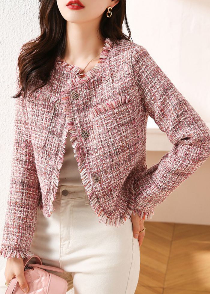 Tweed Pink Tassel Short Jacket – Vivian Seven