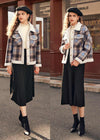 Classic Plaid Wool Fur Button Short Jacket