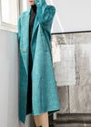 Women's Winter Aqua Two Button Double Face Wool Blend Fleece Long Coat