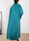 Women's Winter Aqua Two Button Double Face Wool Blend Fleece Long Coat