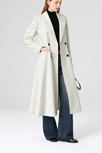 Women's Verda Wool Blend Double Breasted Fit & Flare Coat White