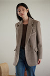 Front One Button Wool Blend Tailored Blazer