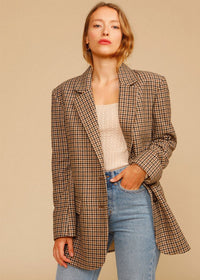 Women's Plaid SIngle Breasted Wool Blend Blazer