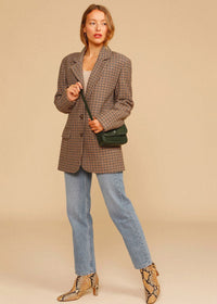 Women's Plaid SIngle Breasted Wool Blend Blazer