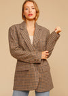 Women's Plaid SIngle Breasted Wool Blend Blazer