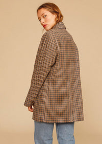 Women's Plaid SIngle Breasted Wool Blend Blazer