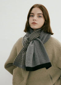 Women's Winter Striped Colorblock Wool Blend Scarf