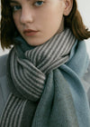 Women's Winter Striped Colorblock Wool Blend Scarf