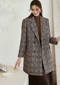 Women's Double Breasted Wool Blend Tweed Coat