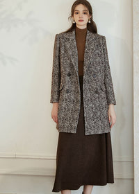 Women's Double Breasted Wool Blend Tweed Coat