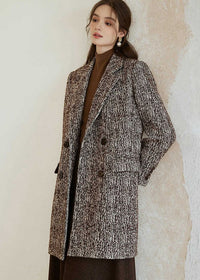 Women's Double Breasted Wool Blend Tweed Coat