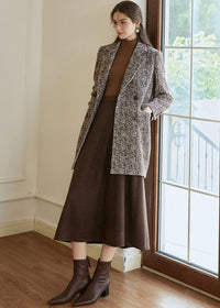 Women's Double Breasted Wool Blend Tweed Coat