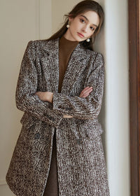 Women's Double Breasted Wool Blend Tweed Coat