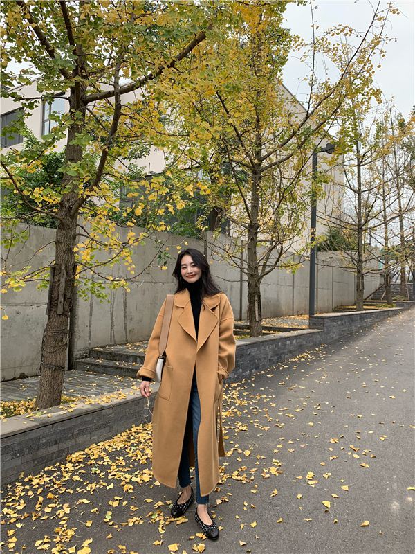 Women's winter wool long coat