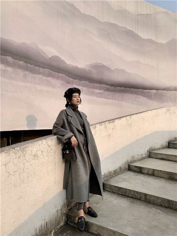 Women's winter wool long coat