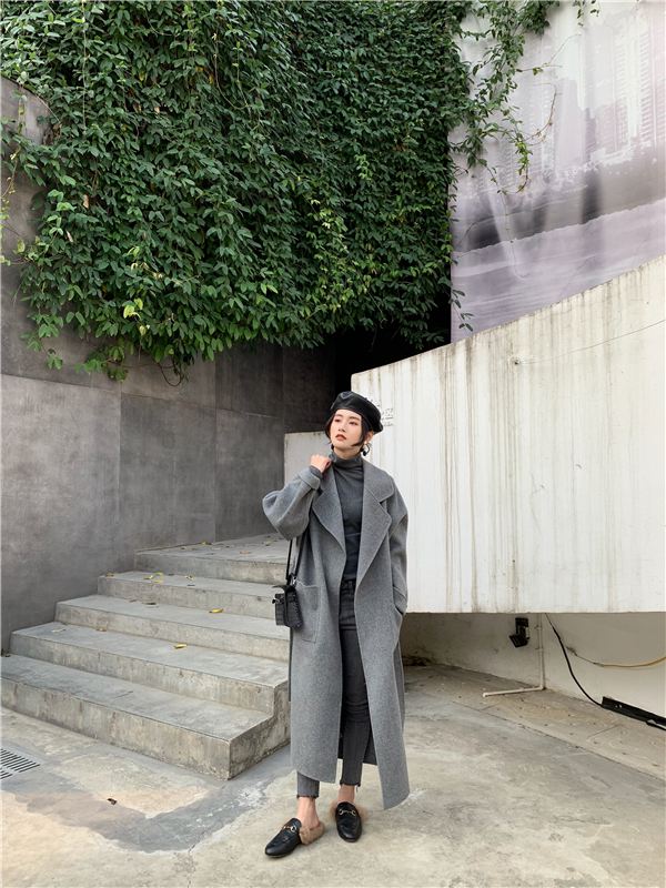 Women's winter wool long coat