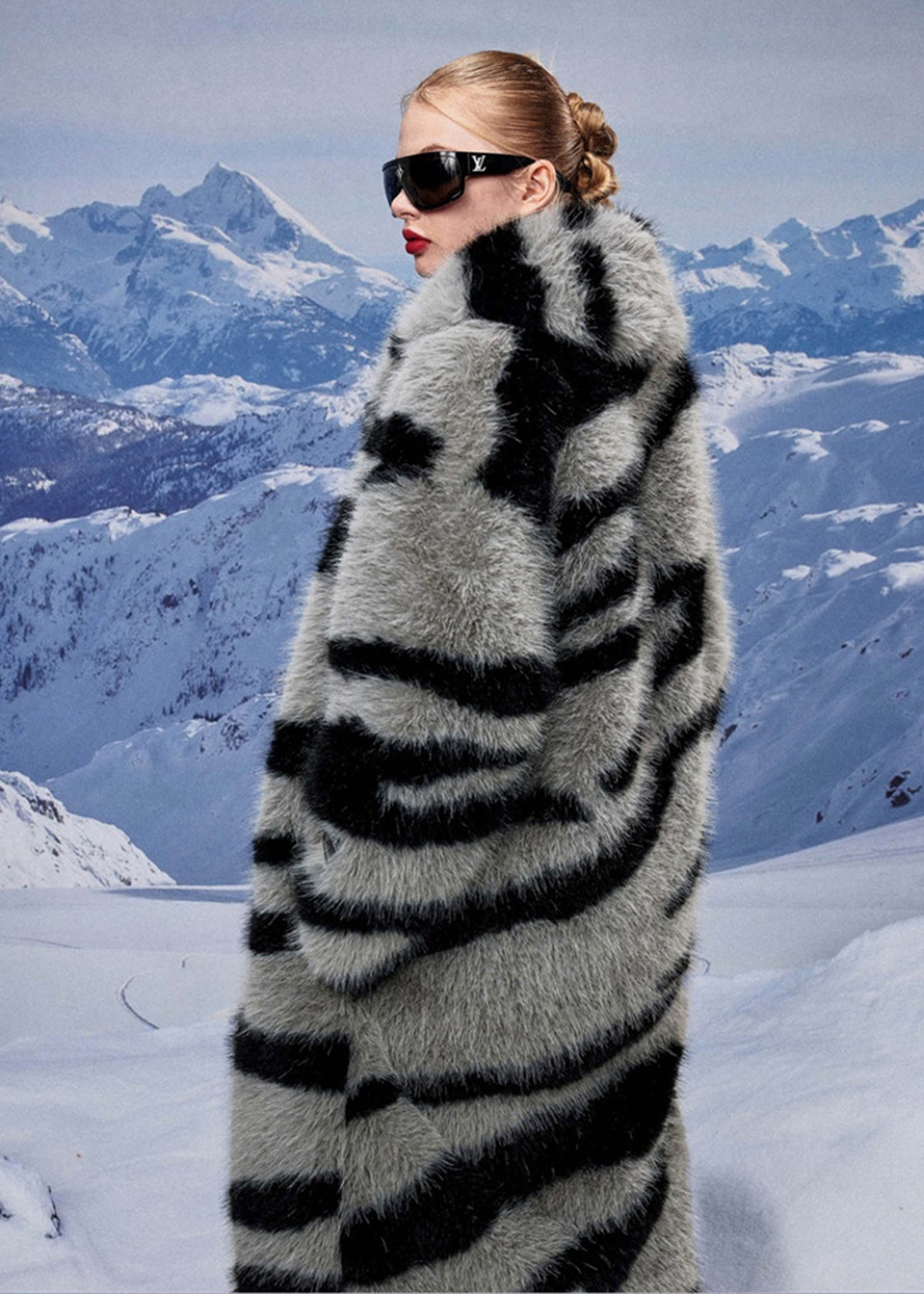 Zebra Striped Faux Fur Coat – Vivian Seven