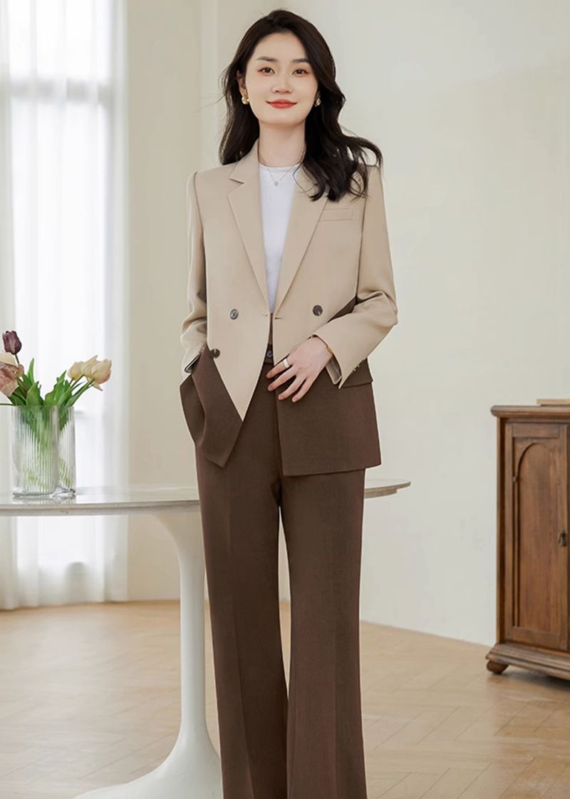 Grey Double-Breasted Blazer & Pants Set