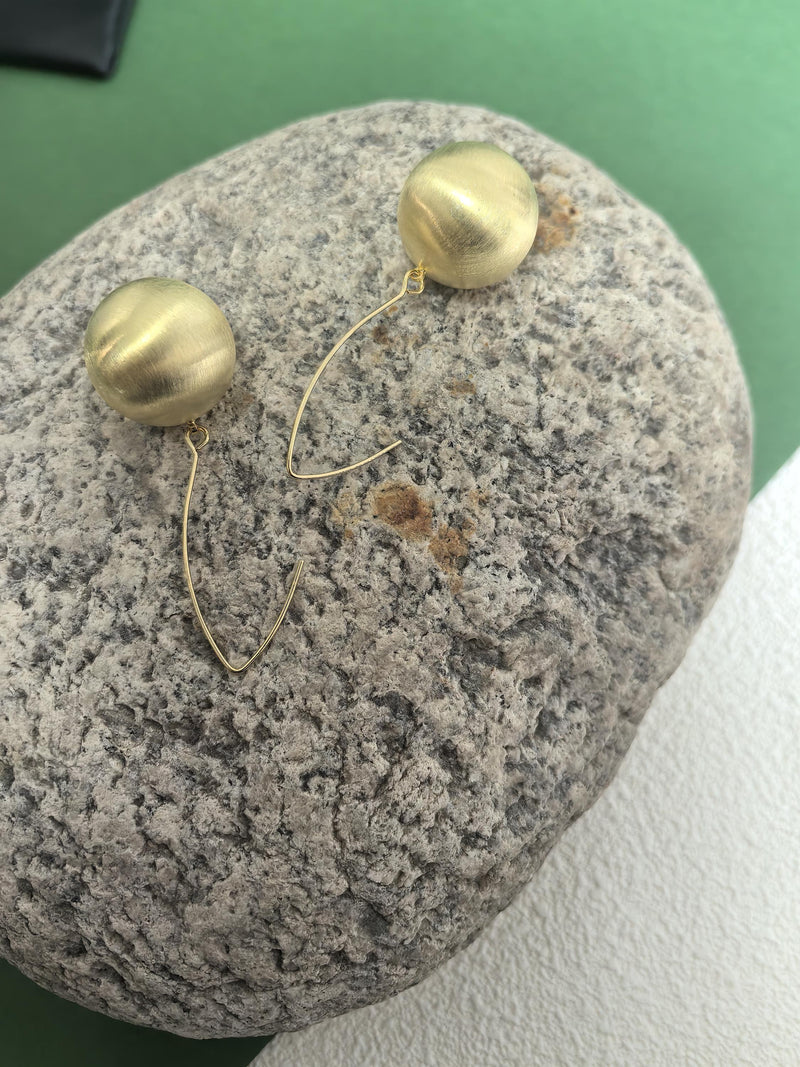 Fish Hook Gold Plate Metal Textured Ball Drop Earrings Fish Hook Gold Plate Metal Textured Ball Drop Earrings