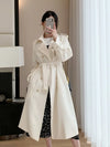 Double Breasted Buckle Belt Notched Lapel Trench Coat - Vivian Seven