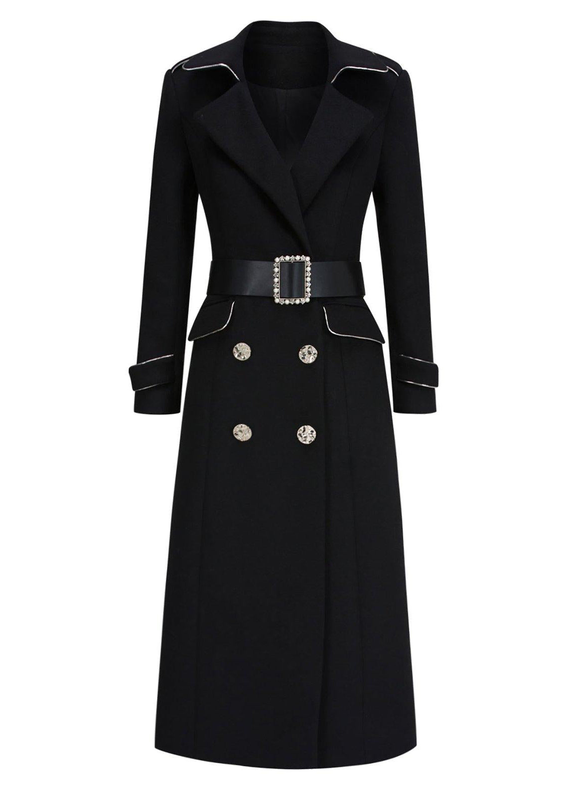 Black Wool Blend Long Coat