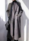 Women's Winter Zig Zag Gray Double Face Wool Long Coat