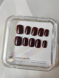 Trendy Handcrafted Brown Acrylic Squared Oval Push-on Fake Nails