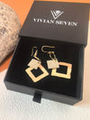 Rhinestone French Wire Square Statement Dangle Drop Earrings