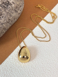 Goldtone Dramatic Chain Link Teardrop Pendant Necklace