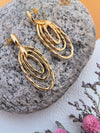 18K Gold Plate Layered Oval Hoop Drop Statement Earrings