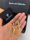 18K Gold Plate Layered Oval Hoop Drop Statement Earrings