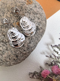 Silver Metal Shell Statement Drop Dangle  Earrings