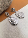 Silver Metal Shell Statement Drop Dangle  Earrings