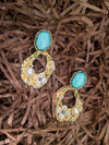 Rhinestone Pearl Floral Deco Hoop Drop Statement Earrings