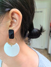 Trendy Two Tone Black White Acrylic Disc Drop Dangle Statement Earrings