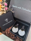 Trendy Two Tone Black White Acrylic Disc Drop Dangle Statement Earrings