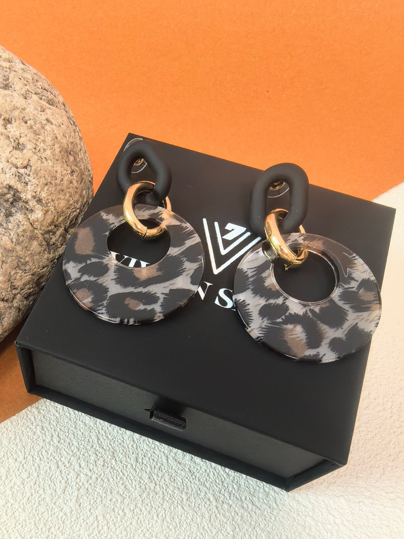 Leopard Acrylic Triple Hoop Drop Statement Earrings