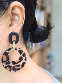 Leopard Acrylic Triple Hoop Drop Statement Earrings