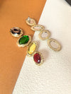 Colorful Oval Rhinestone Linear Drop Dangle Statement Earrings