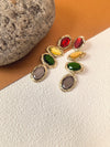 Colorful Oval Rhinestone Linear Drop Dangle Statement Earrings