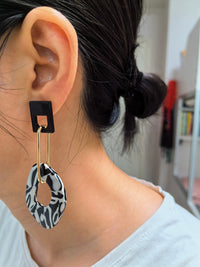 Chic Fashion Statement Zebra Resin Hoop Drop Dangle Earrings