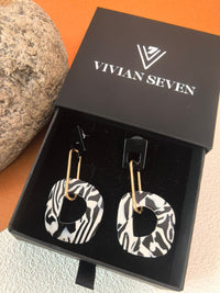 Chic Fashion Statement Zebra Resin Hoop Drop Dangle Earrings