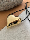 Minimalist Gold Heart Pendant Black Cord Necklace