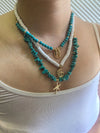 Boho Multi-Strand Layered Turquoise Stone Bead Pendant Charm Necklace