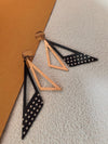 Geometric Two Tone Titanium Double Triangle Drop Statement Earrings