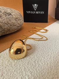 Goldtone Dramatic Chain Link Teardrop Pendant Necklace