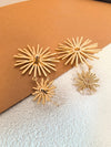 Sunburst 18K Gold Plate Drop Statement Earrings